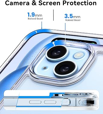 Mkeke Clear Case and Screen Protector (3 Pack) for iPhone 15 6.1, Military-Grade Drop Protection, Shockproof