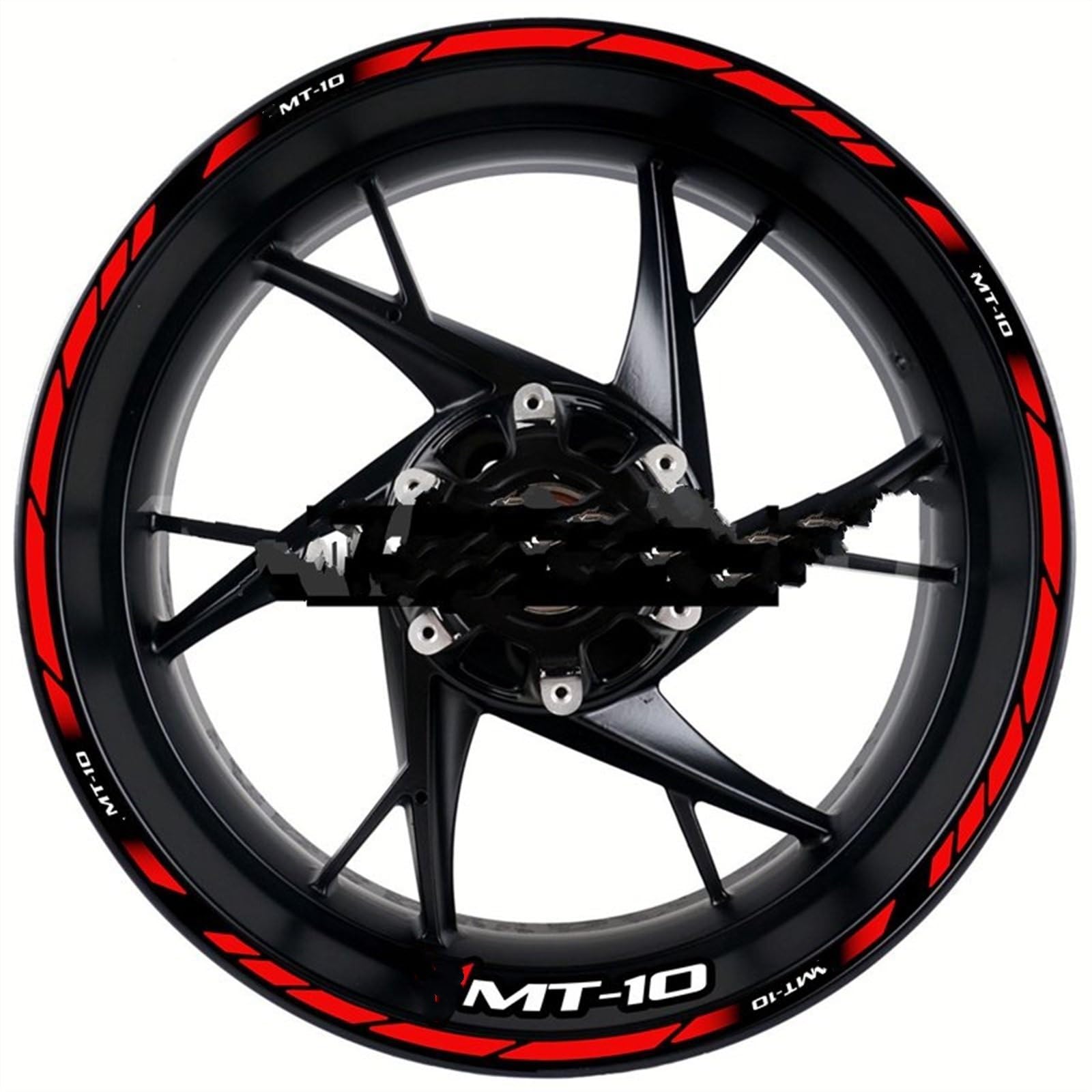 Motorcycle Front and Rear Tire Waterproof Sticker Reflective Stripe Rim Set Decal for Yamaha MT-10 Mt10 Decorative(Color10)