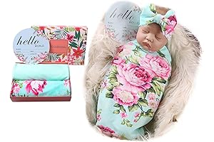 Galabloomer Newborn Swaddle Blanket with Headband Set - Perfect for Baby Girl