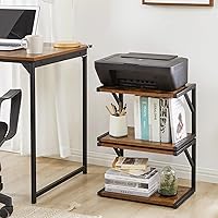 Vista 2 de IBUYKE 2-Tier Desktop Printer Stand Holder, Multi-Purpose Desk Organizer Storage Shelf, Book Shelf Printer Shelf for Fax Machine, Scanner, Files