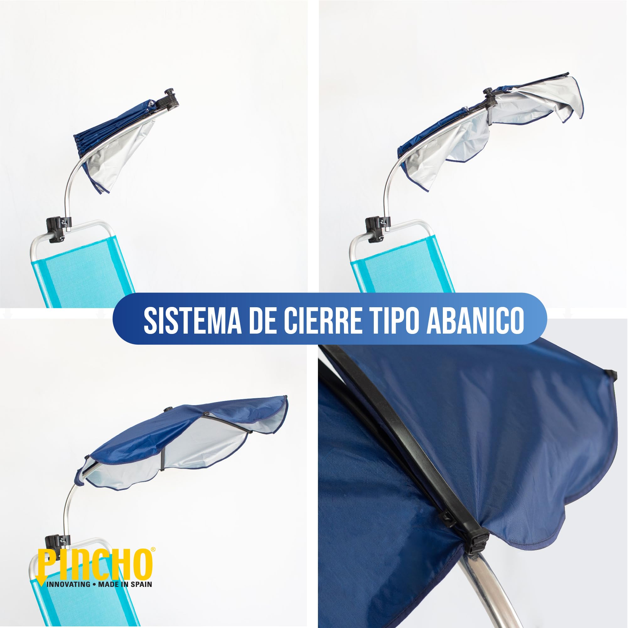 Sombrilla Silla Playa Forma Abanico, Proteccion Uv 50, Ajustable, Materiales De Calidad, Tubo De Aluminio, Varillas Resistentes Al Viento, Sombra Portatil, Facil De Transportar