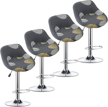 Stretch Bar Stool Chair Covers Set of 2/4 Pub Counter Short Back Chair Covers Kitchen Breakfast Counter Bar Chair Covers for PU Leather Swivel Barstool High Stool,S,4pcs