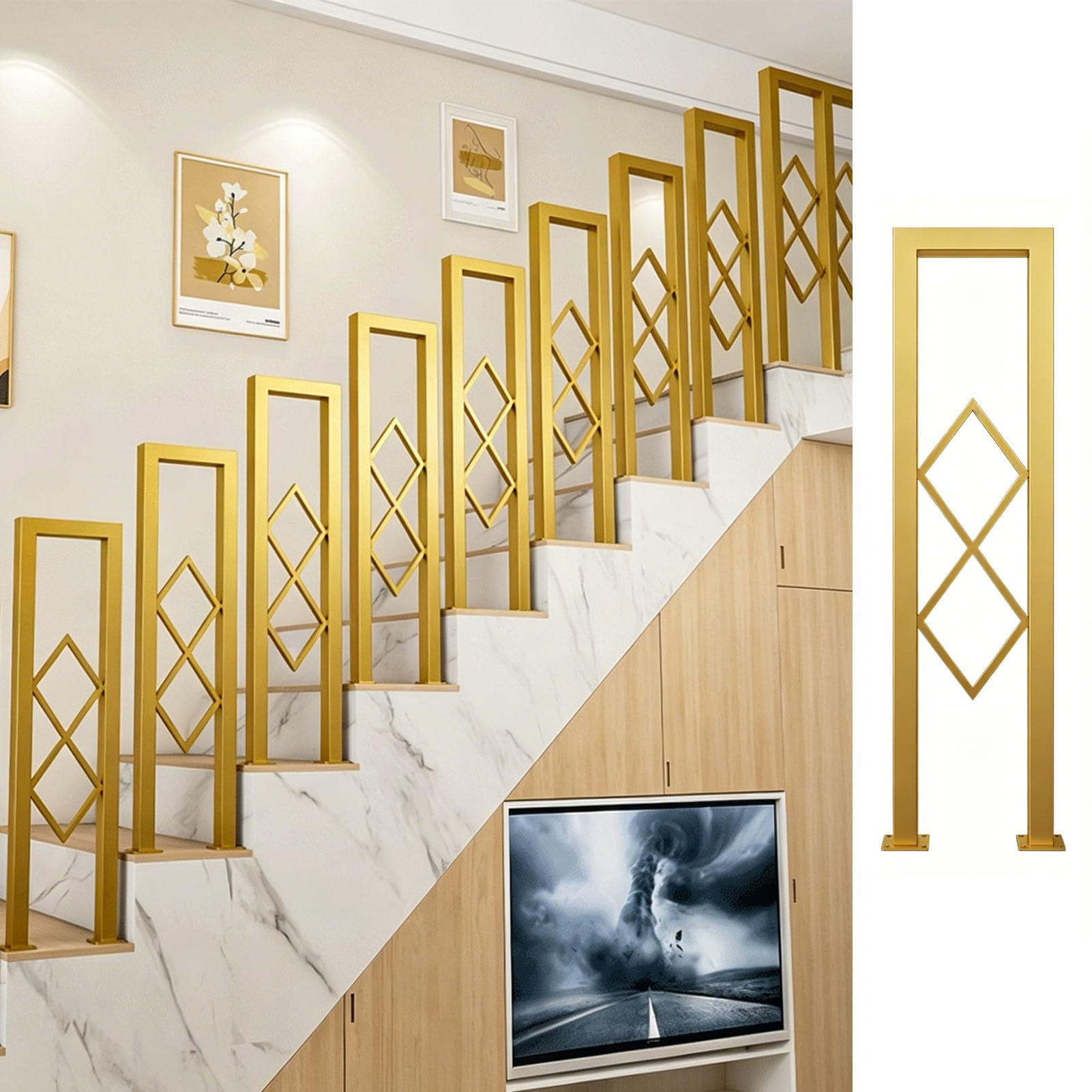 TBATM U-Shaped Iron Stair Railing Post, Handrails