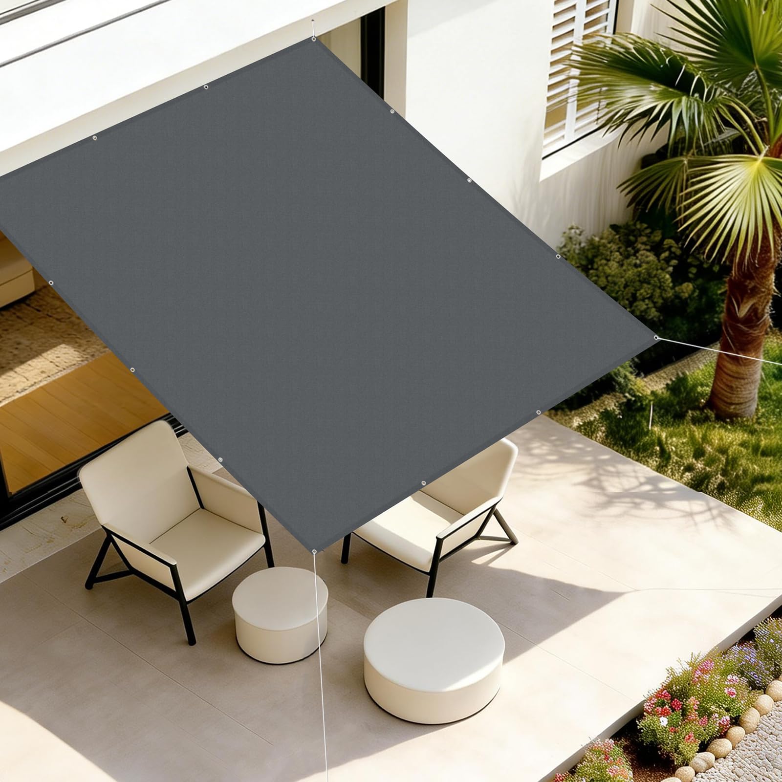 Voile d'ombrage imperméable 1,5x3m avec oeillets toile ombrage terrasse extérieur