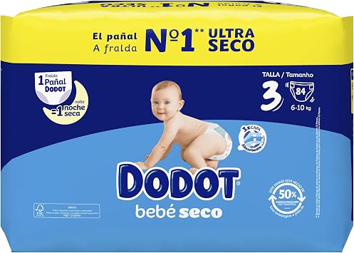 Dodot Baby-Dry Diapers, Size 3 6-10 kg, 84 Nappies, One Night Up To 100% Leak Free