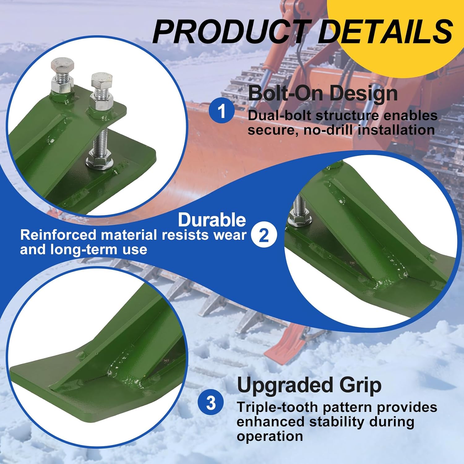 2Pcs CINCHLYNX Tractor Bucket Edge Protector, Green Skid Steer Attachments with Upgraded 10mm Steel & Dual Bolt Lock for Snow Debris Removal
