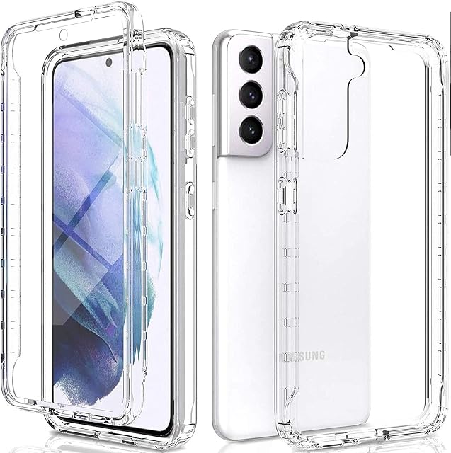 NWNK13 For Samsung Galaxy S21 5G Case Crystal Clear Slim Fit Front & Back 360° Case Built-in Screen Protector Full Body Silicone Gel Mobile Phone Cover for Samsung S21 5G (Clear) (Clear)