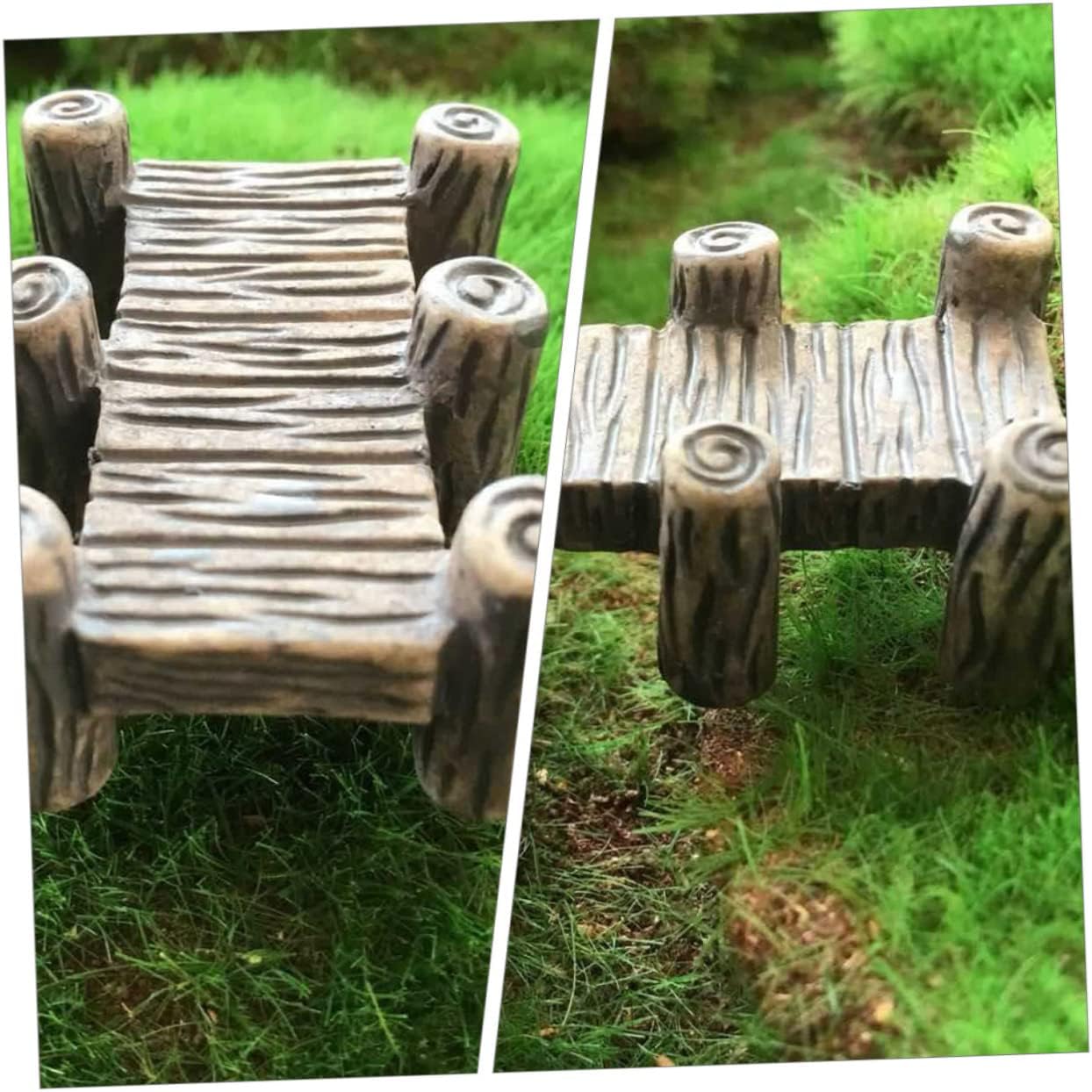 10pcs Retro Wooden Bridge Ornaments Micro Landscape Garden Miniature Bridge Accessory Resin Craft