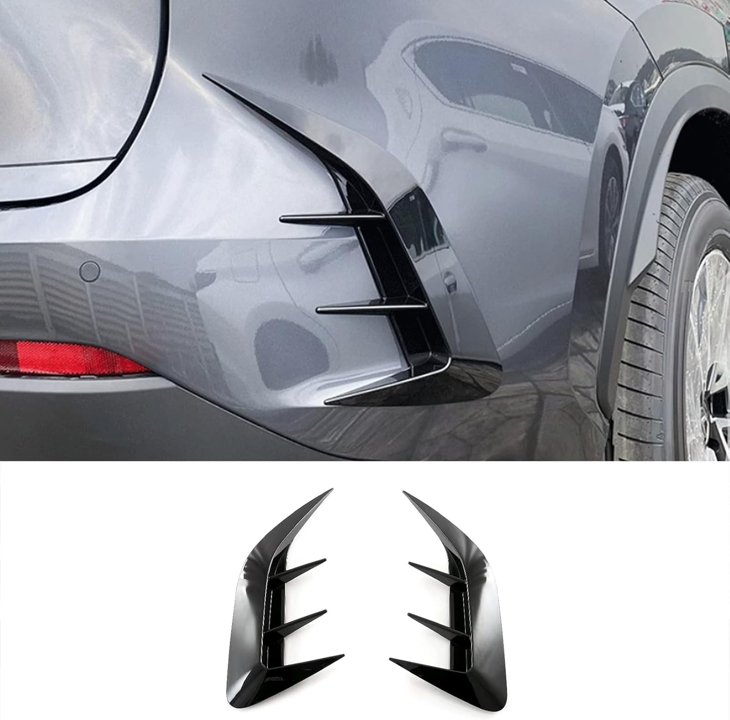 Car Accessories Fit for Lexus NX 250 350 350h 450h+ 2026 2025 2024 2023 2022 Exterior Rear Fog Light Cover Trim Eyebrow Spoiler (Glossy Black) 2PCS ABS