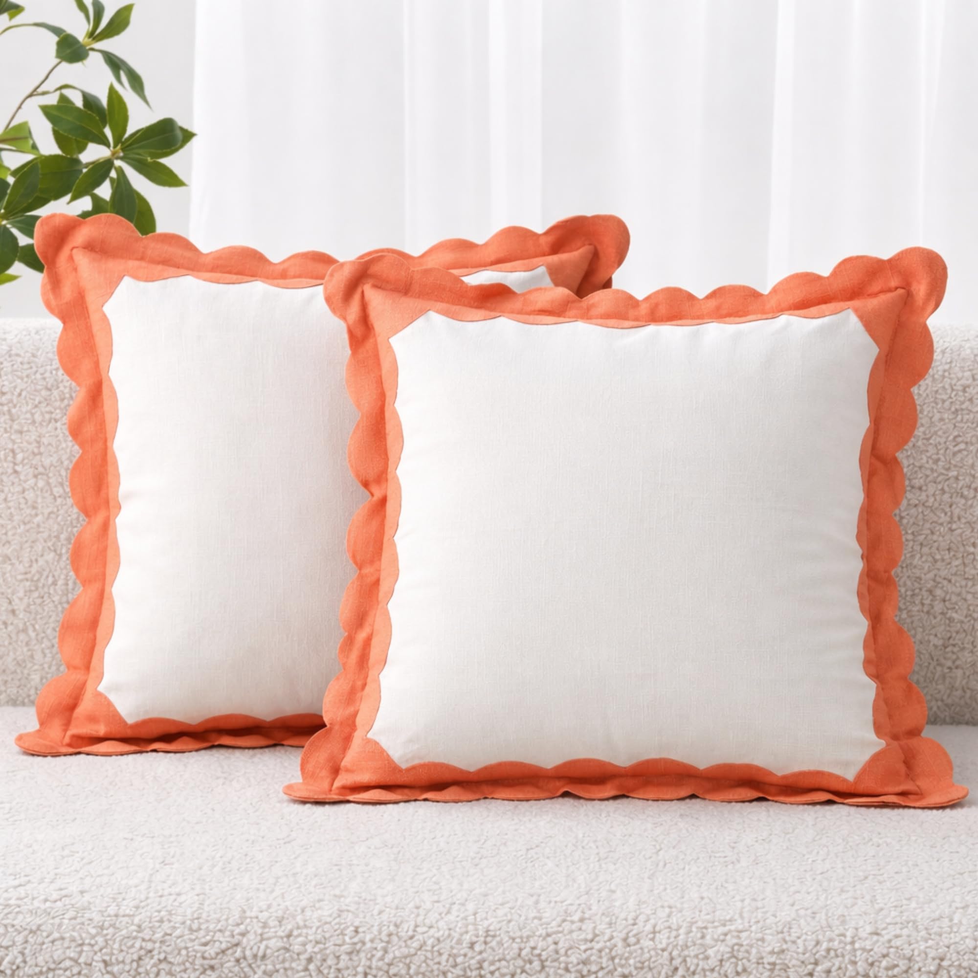 Folkulture Throw Pillow Covers for Couch, 18x18 Decorative Couch Pillows for Living Room, 100% Cotton Boho Pillow Case or Cute Pillows - Apricot Dream