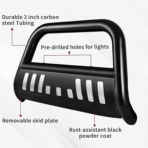 Miniatura 10 de YITAMOTOR Bull Bar compatible con Toyota Tacoma 2016-2023 (excluye los modelos TRD), protector de cepillo de tubo de 3 pulgadas, barra de empuje de