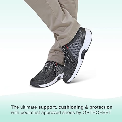 Miniatura 2 de Orthofeet Alivio del dolor de talón y pies probado. Anchos extendidos. Mejor fascitis plantar ortopédica diabética zapatos de caminar para hombre