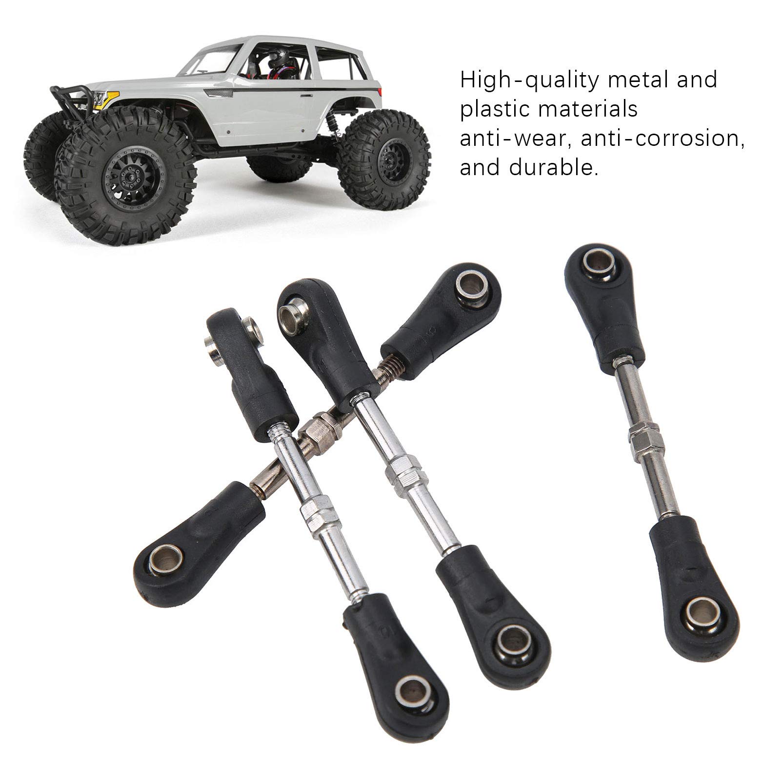 2x Spurstangen / Lenkgestänge Für ZD Racing 1/8 RC Auto - Aus Kunststoff & Stahl, Schwarz/silber