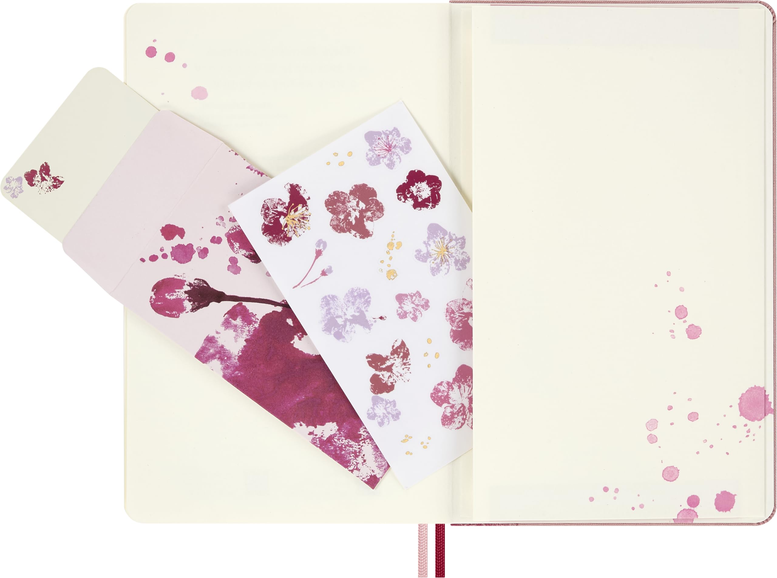 Moleskine Sakura Kreativset, Notizbuch L/A5, liniert, fester Einband, Sakura Holzstempel, 2 Stempelkissen, wiederverwendbare Geschenkbox