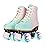 Gets Roller Skates Women,PU Leather Light up Lady\'s Roller Skates,Gradient Colorful Four-Wheel High-top Roller Derby Skate for Women Youth,Indoor,Outdoor,Beginner-Green Pink Flash,39