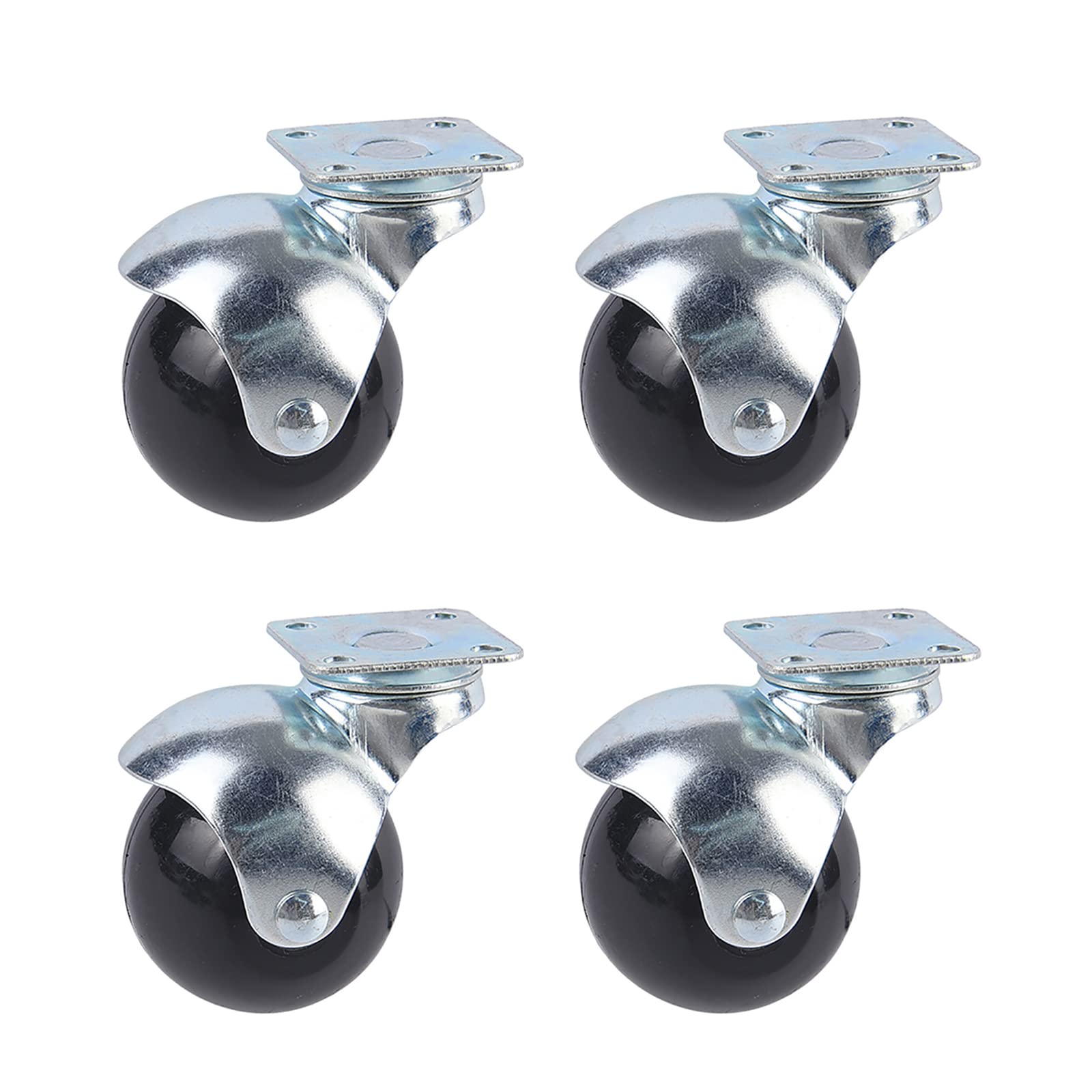 Roulettes pivotantes noires 50mm lot de 4 pour meubles