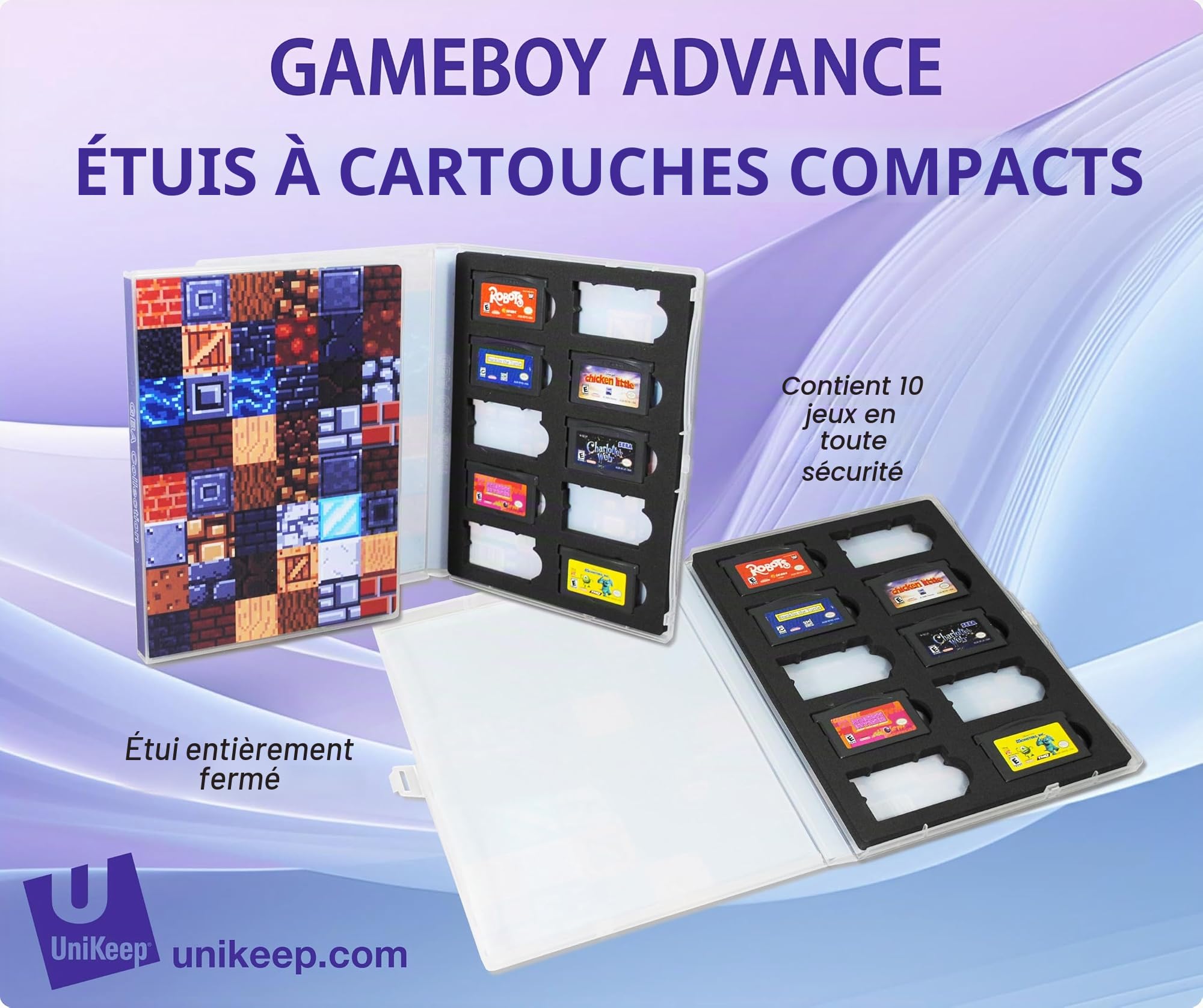 UniKeep Étui de Rangement pour Cartouche de Jeu Nintendo Gameboy Advance - Capacité : 10 Jeux