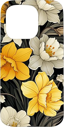 Funda floral moderna con diseño de narcisos para iPhone 15 Pro Funda floral moderna con diseño de narcisos para iPhone 15 Pro