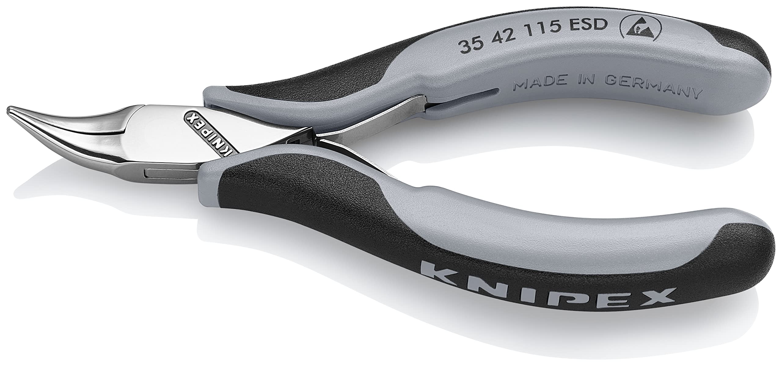 KNIPEX Alicate de montaje para electrónica ESD con articulación machihembrada pulido espejo con mangos multicomponente 115 mm, 35 42 115 ESD