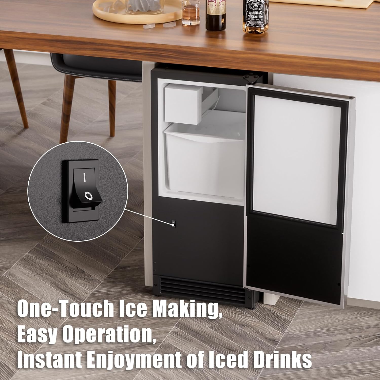 COTLIN 15" W Drainless Under Counter Ice Maker with 22LBS Storage Bin, Crescent Ice, Free Standing Built-in Ice Maker for Residential Commercial Use, No Drain Required, ETL Approved, 2026 Upgraded