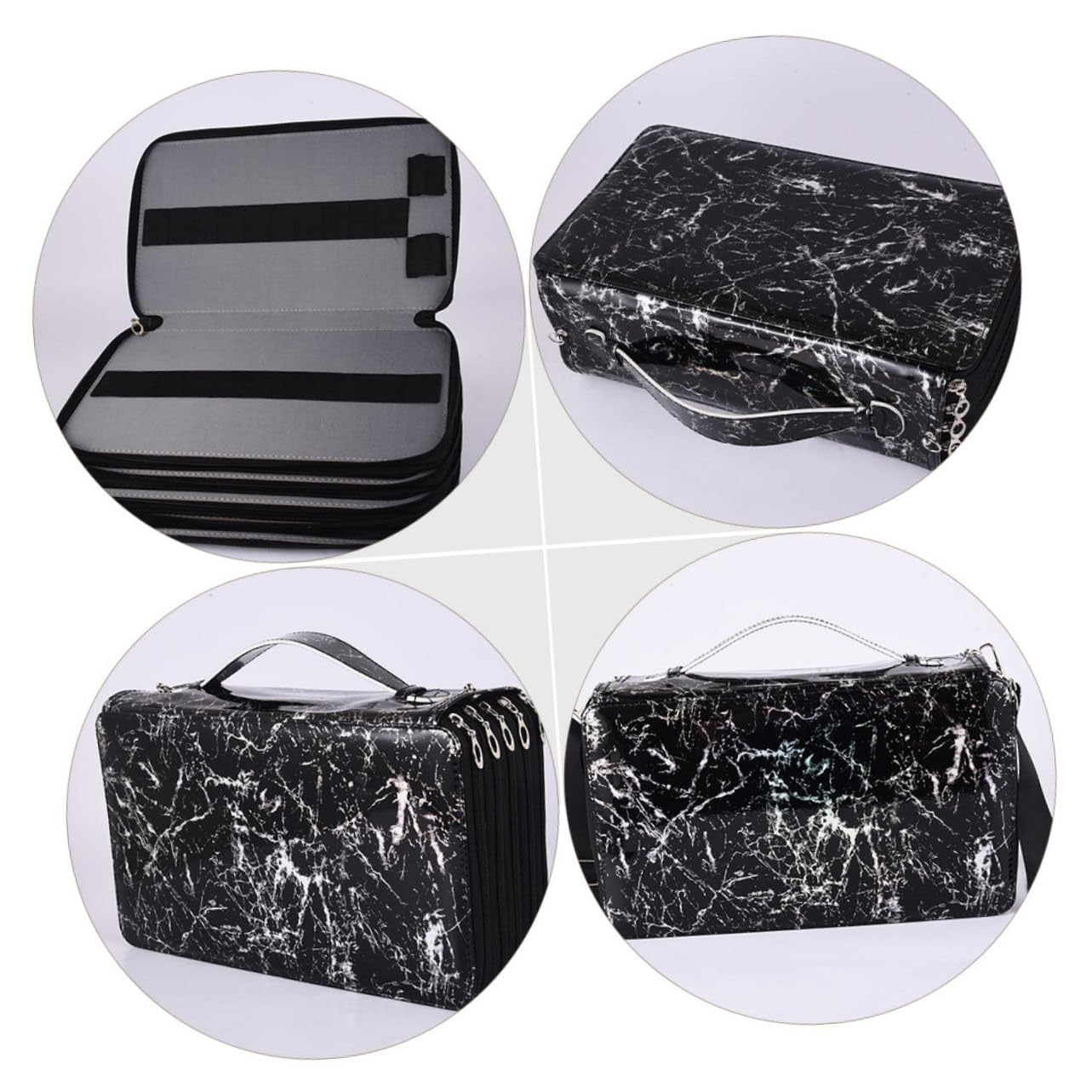 Astuccio Multistrato Portatile Oxford, Cerniera e Grande Capacità per Penne e Matite, la Scuola, Nero