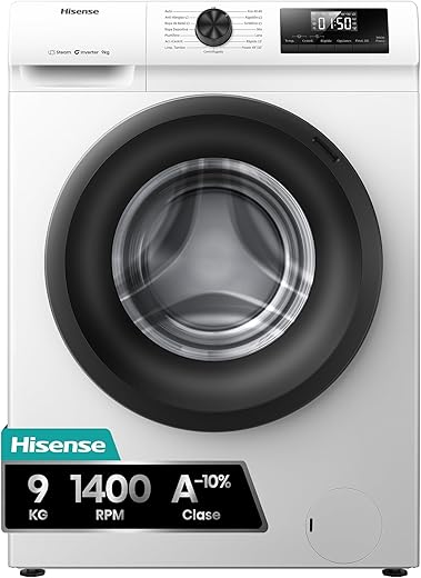 Hisense – Lavadora Hisense 9 Kg / 1.400 rpm, Vapor Serie 1Q- WF1Q9041BW.