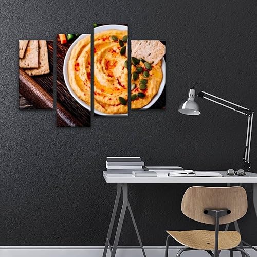 Miniatura 5 de Lienzo decorativo para pared, hecho en casa, calabaza salada, hummus de Acción de Gracias, aperitivo, pintura moderna, enmarcada, decoración de