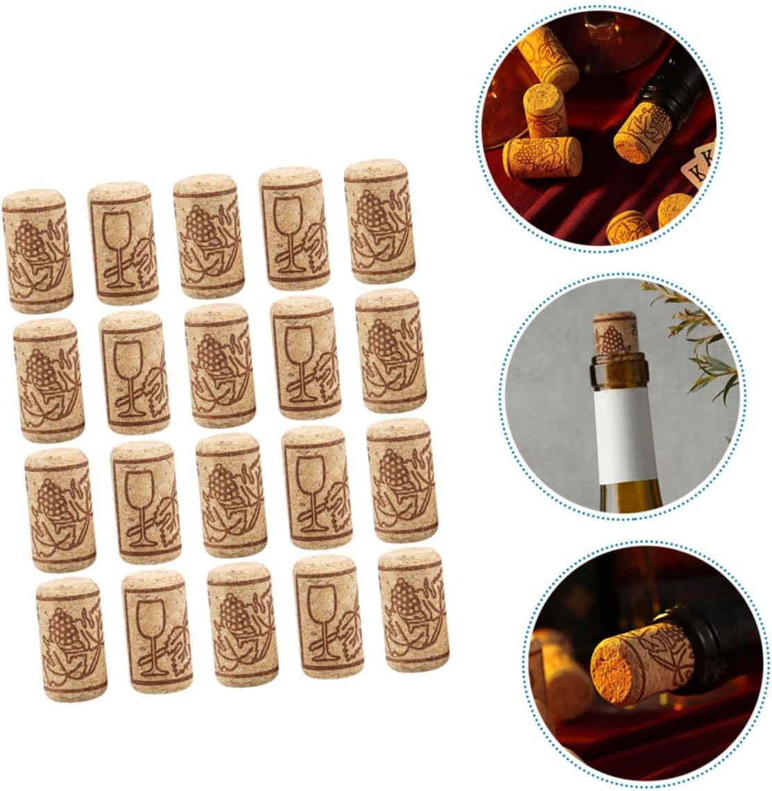 20pcs Wood Wine Cork Stoppers for Bottle Freshness and Decoration