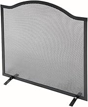 Fire Guard for Fireplace 60 x 58 cm Upper Edge in Painted Iron Grey Hammered