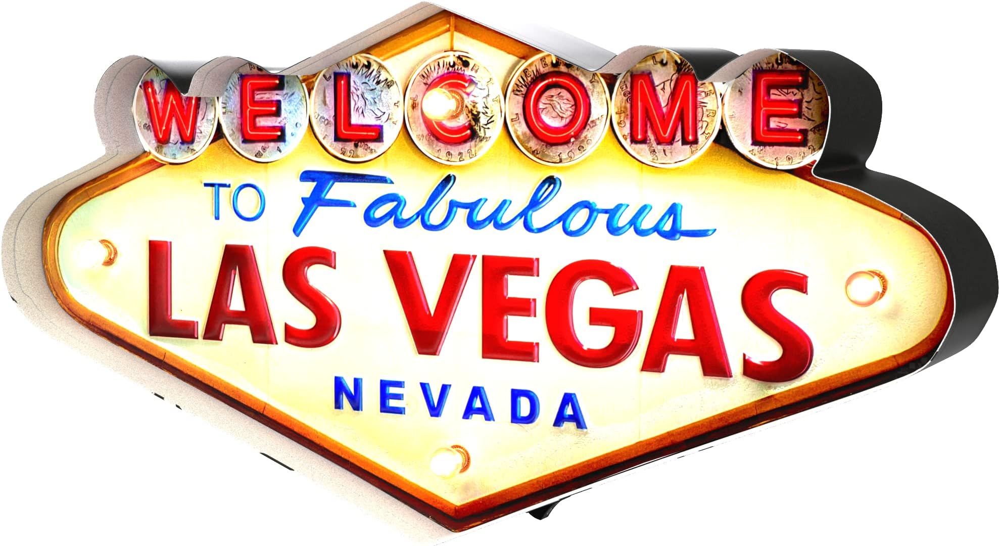 DiiliHiiri Las Vegas Retro Light Sign - 50s House Decoration Sign, Vintage Style Wall Sign, Accessories for Interior Decoration, 50 x 25 x 5 cm (Las Vegas)