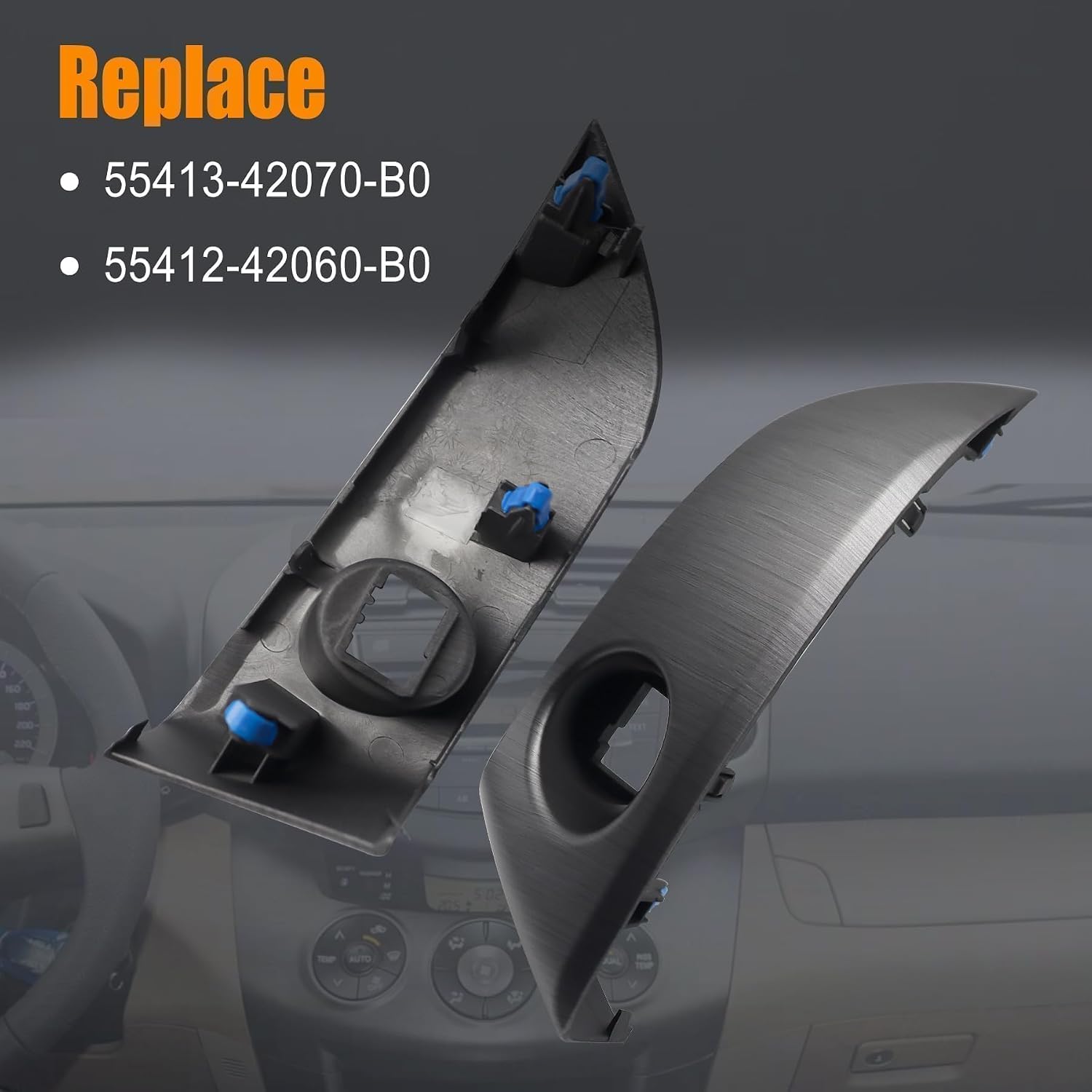 55413-42070-B0 Central Dashboard Cover Strip Trim Instrument Cluster Panel Trim Compatible with Toyota RAV4 Base Limited EV Sport 2006 2007 2008 2009 2010 2011 2012 Replace 55412-42060-B0