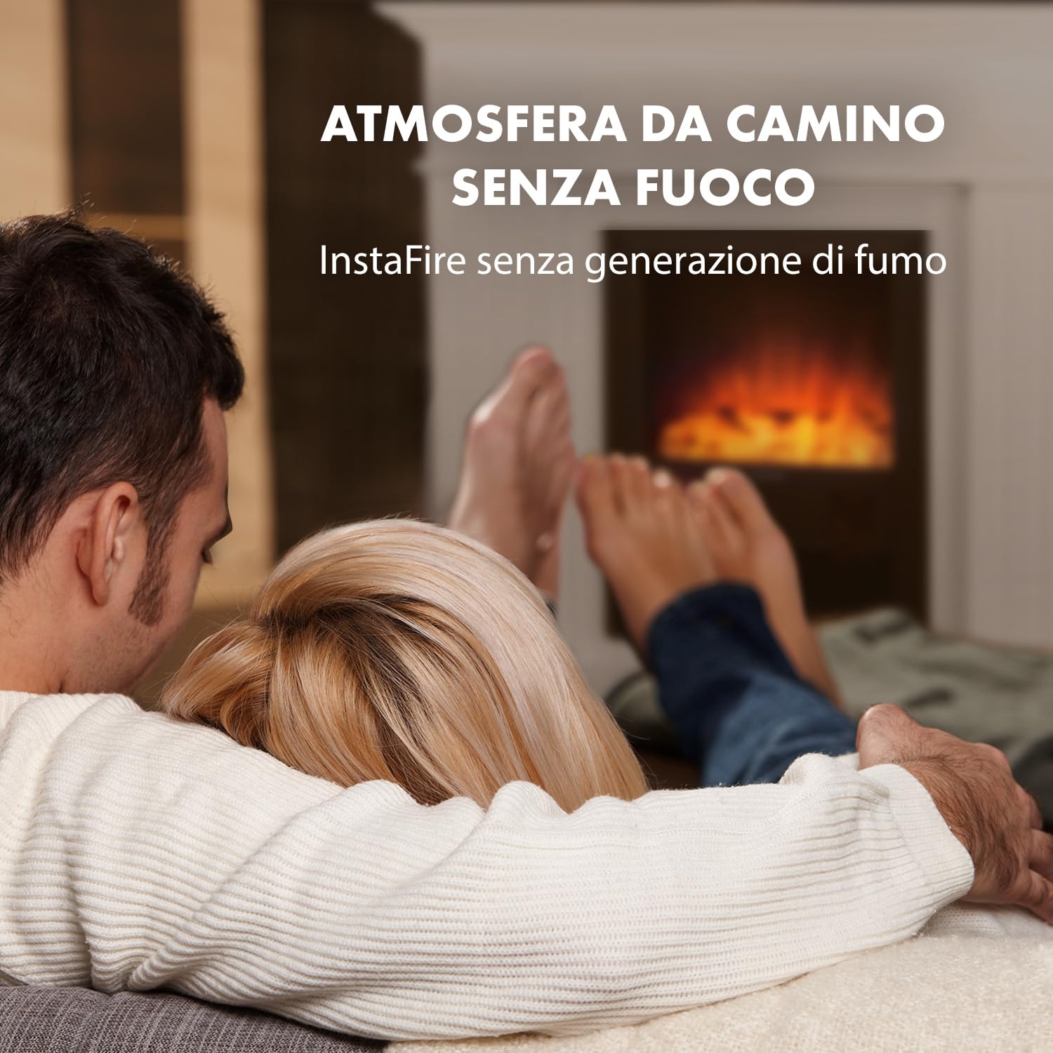 Klarstein Chamonix Camino elettrico retrò nostalgia con termoventilatore (camino da parete sottile 35 cm, 2 livelli di riscaldamento - 2000W e 1000W, simulazione di fiamme) bianco