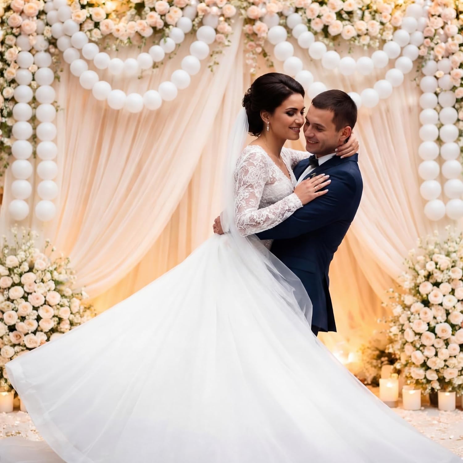 9ft Jumbo Bead Garland Bead Ball Hanging Banner for Indoor Outdoor Party Decor (White)