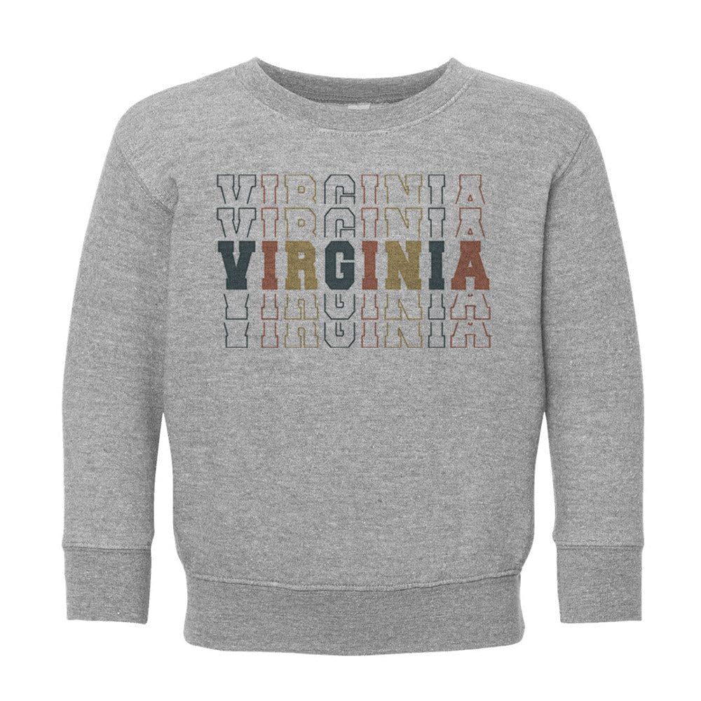 Stacked Virginia Kids Sweatshirt Toddler 3T Heather Grey