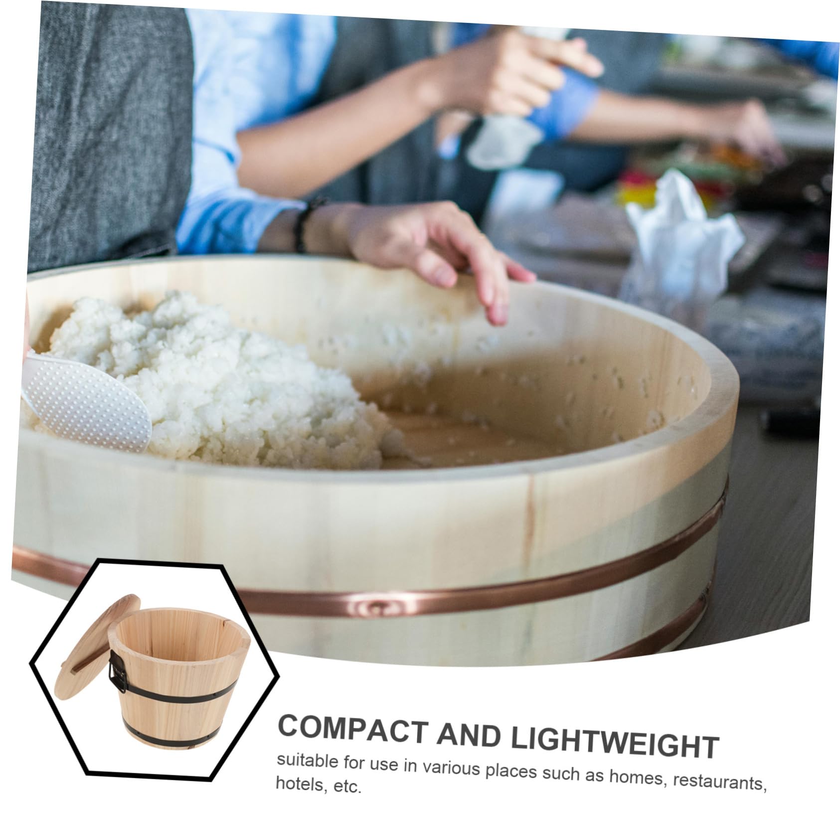BESTOYARD 3pezzi Contenitore Legno Per Riso Barile Per Stoccaggio Cibo Per Cucina e Ristoranti Capacità Con Coperchio Design Elegante e Pratico Per Conservare e Cuocere Al Vapore Riso
