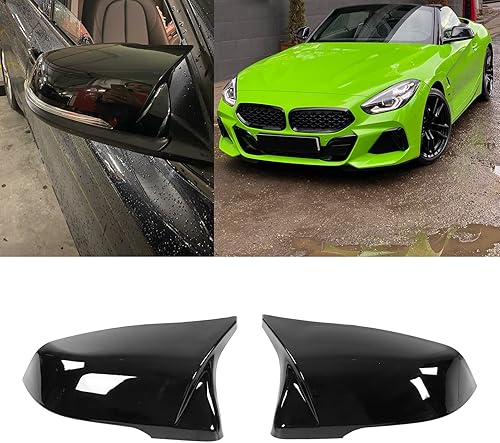 Miniatura 4 de Akozon Cubierta para espejo retrovisor, par de cubiertas de espejo retrovisor lateral izquierdo derecho negro brillante ABS espejo de puerta de