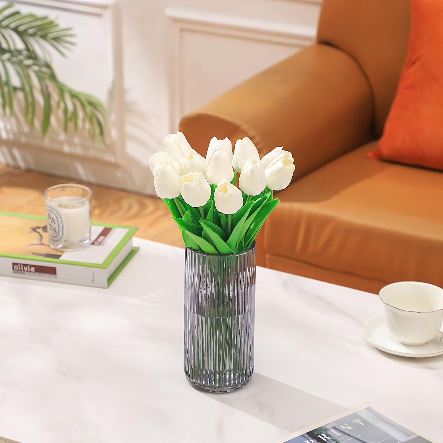 KAYLETIN Ribbed Glass Vase, Black Glass Vase for Flowers Flower Vases for Bouquet Modern Ribbed Vases for Living Room Bedroom - Image 2
