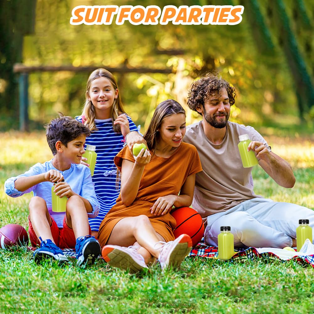 Juice Bottles - 8oz Bottles with Lids, 12 pcs Plastic Juice Containers with Caps Reusable Drink Containers for Juice Milk Coffee Water Smoothie and Other Beverages,Christmas gift