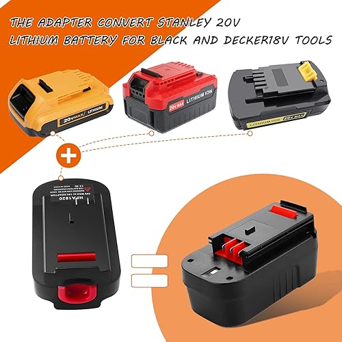Miniatura 6 de Adaptador de 20 V HPA1820 para Black&Decker LBXR2020 18V a 20V Baterías Adaptador convertidor para Black Decker 18V NiCad y NiMh Herramientas de