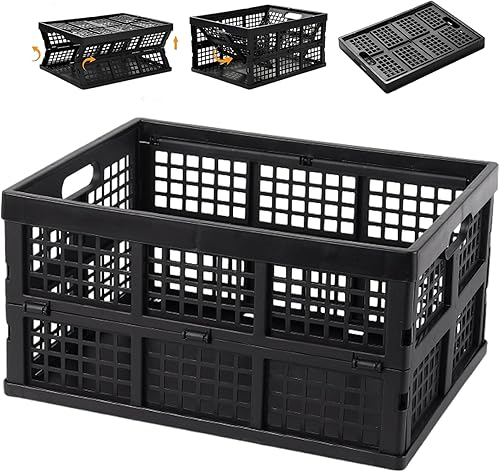 Miniatura 8 de KUYYFDS Cajón plegable de plástico plegable de 39 litros con asa apilable para leche, contenedor organizador para juguetes, alimentos, ropa,