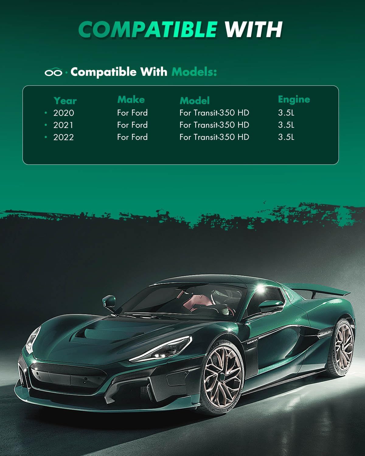 SCITOO D2281 Rear Metal Brake Pads Sets w/Hardware Replacement For Ford For Transit-350 HD 2020-2022