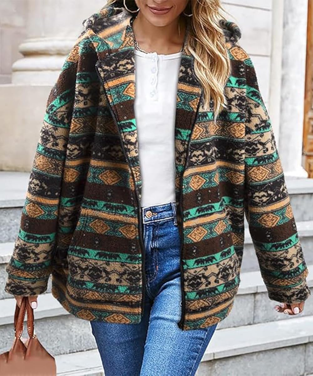 Winterjacke Damen Warm Fleecejacke Plüschjacke Kapuzenjacke