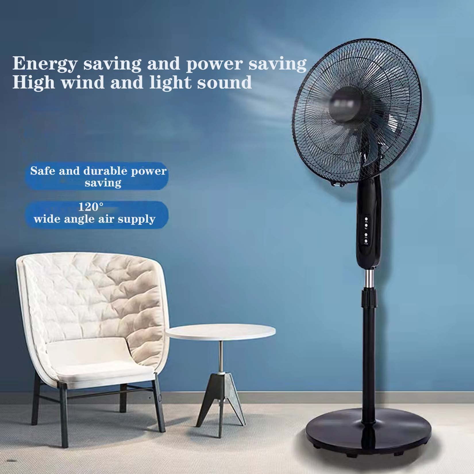 BNEI Ventilador de pie con Temporizador, 65 W, 15 aspas, oscilante, silencioso, 3 velocidades, Regulable, para Oficina, hogar, (Negro) (Remote Control)