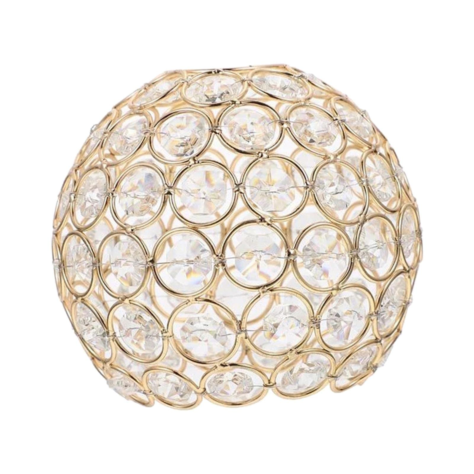 Fzaqwen Crystal Lampshade Clip on Chandelier Lamp Table Shades Lamp Decor Handcrafted Metal And Crystal Design Decorative Diffused Light Suitable for Bedroom, Gold