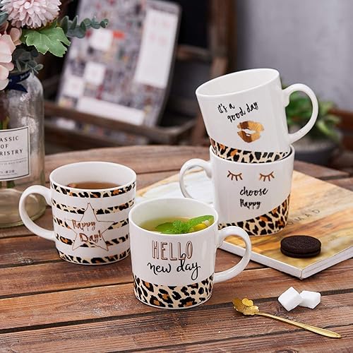 Miniatura 7 de Bruntmor Juego de 4 tazas de café de 18 onzas, juego de tazas de café lisas apilables de porcelana grande de 18 onzas, el mejor juego de tazas de