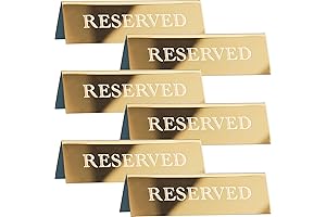 6 Pieces Exclusive Gold Mirror Acrylic Reserved Signs for Tables, Waterproof Reserve Seating Signs