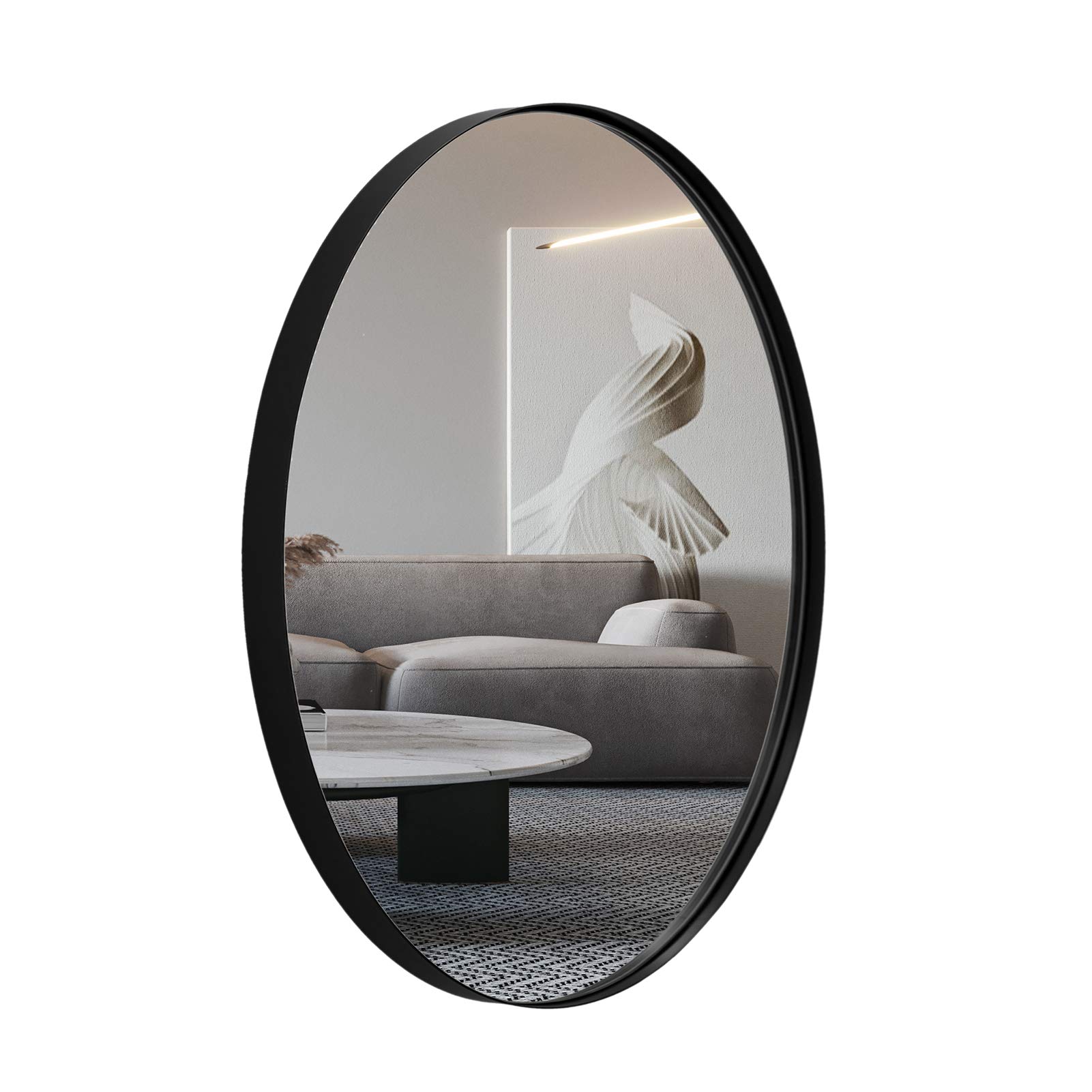 ANDY STAR Black Oval Mirrors for Bathroom, 20x28 Inch Matte Black Stainless Steel Metal Framed Oval Wall Mirror, Modern Vanity Mirror Wall Mount