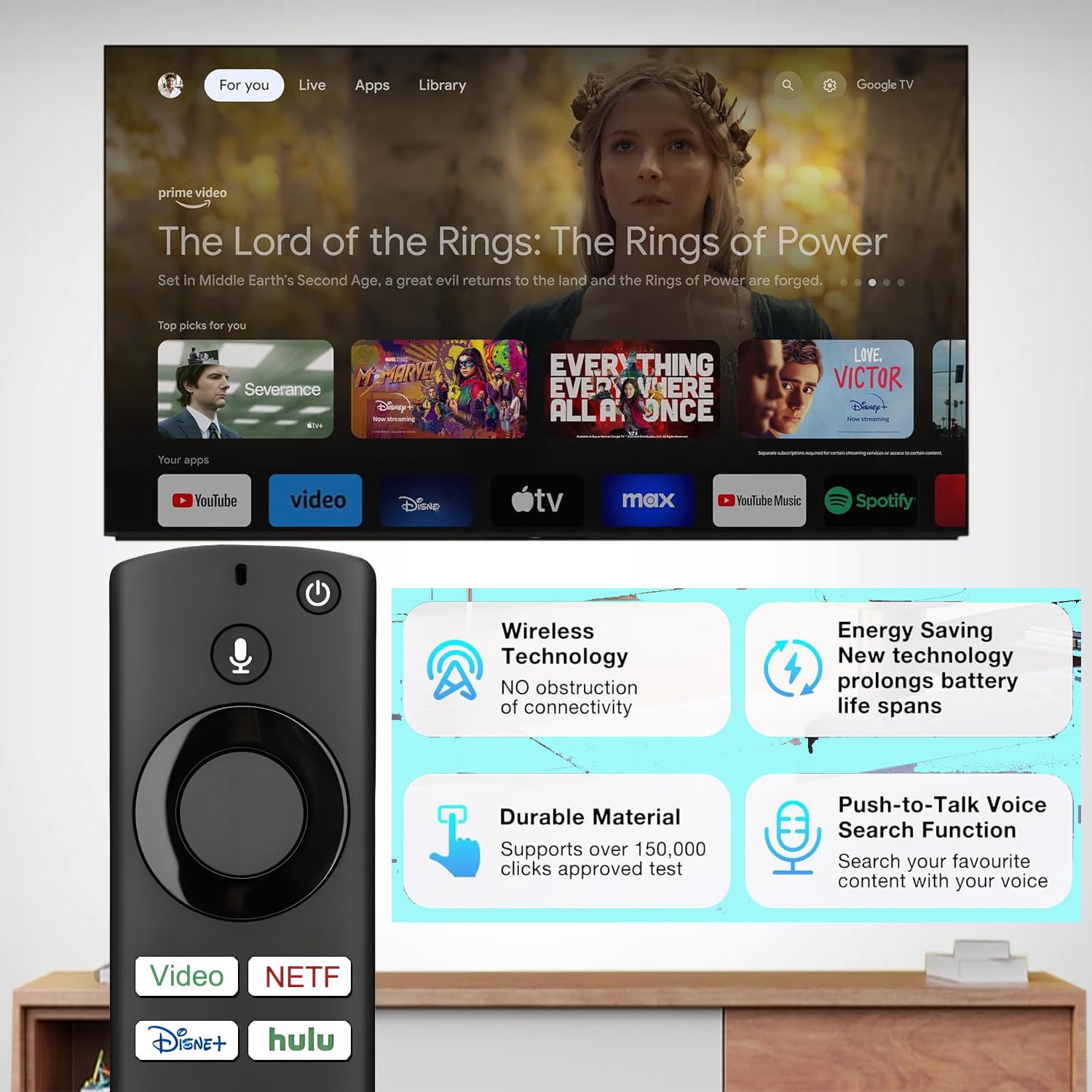 Telecomando di sostituzione per tutte le serie Fire, TV Stick (HD, 4K, 4K Max, Lite), TV Cube e Omni, Insignia, Toshiba, Smart TV, con controllo vocale