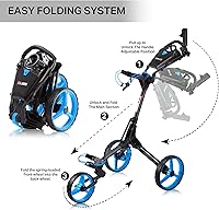 Vista 6 de CUBE CART Carrito de Golf de Empuje de 3 Ruedas – Carrito de Golf Plegable Ultracompacto de Dos Pasos, Marco Ligero de 14.5 libras, Mango Ajustable