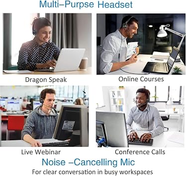 Computer Headset with Microphone, 3.5mm PC Headsets with Noise Cancelling Mic & Audio Controls for Mobile Phone Laptop PC Tablet, Wired Stereo Mobile Phone Headphone for Office, Call Center, Online